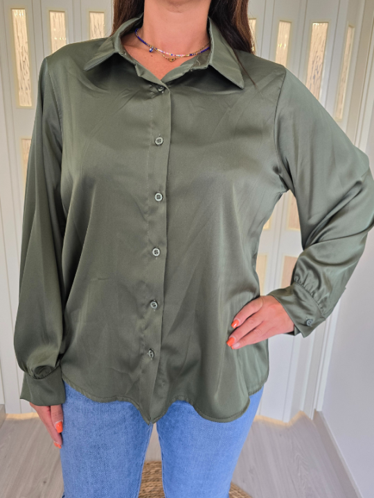 Camicia Satin Sage Green