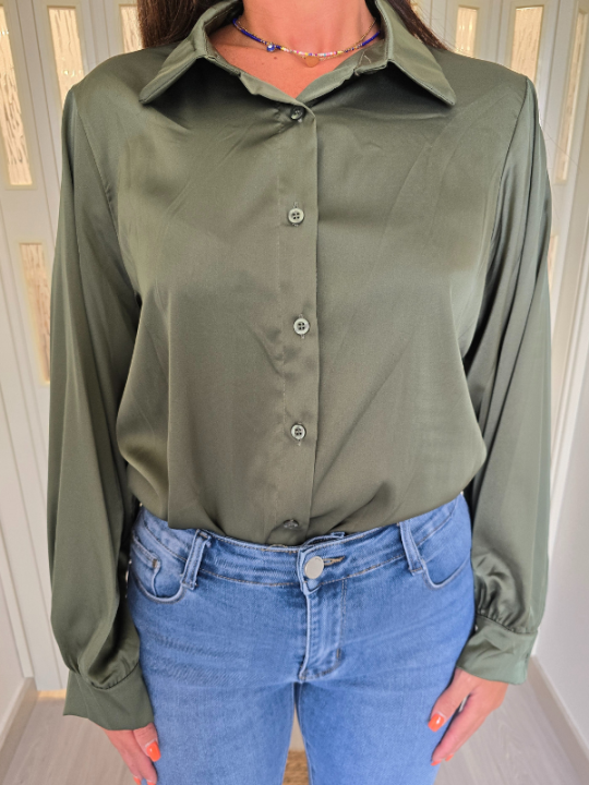 Camicia Satin Sage Green