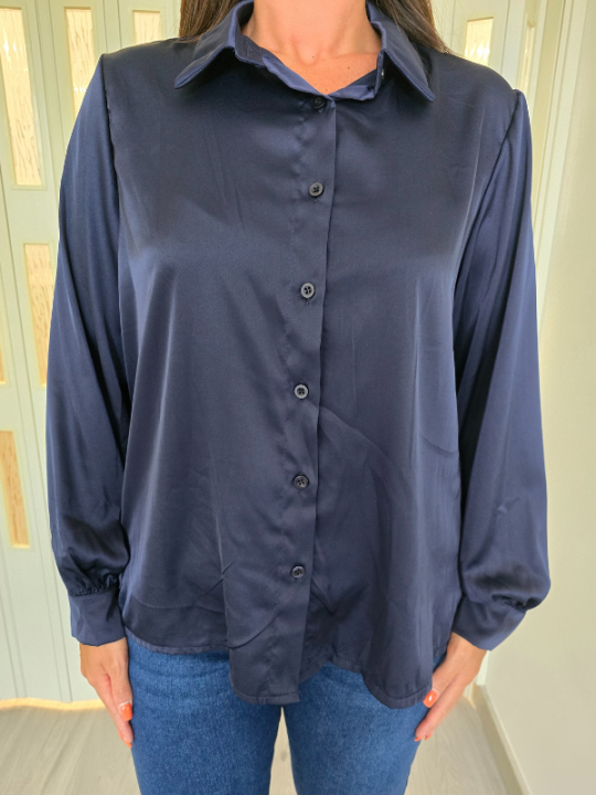 Camicia Satin Navy