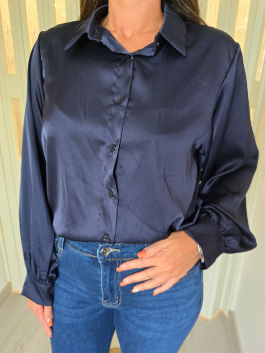 Camicia Satin Navy