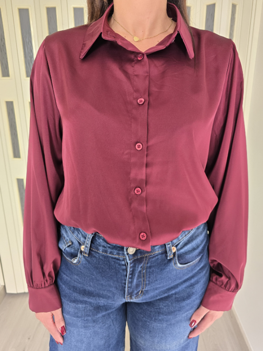 Camicia Satin Bordeaux