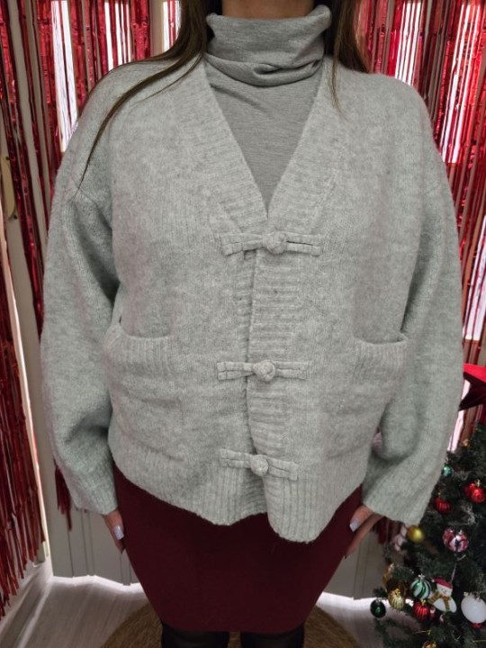 Maxi Cardigan Grigio Chiaro